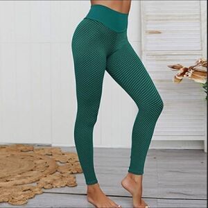 Green TikTok Leggings Ruched Butt Lifting.